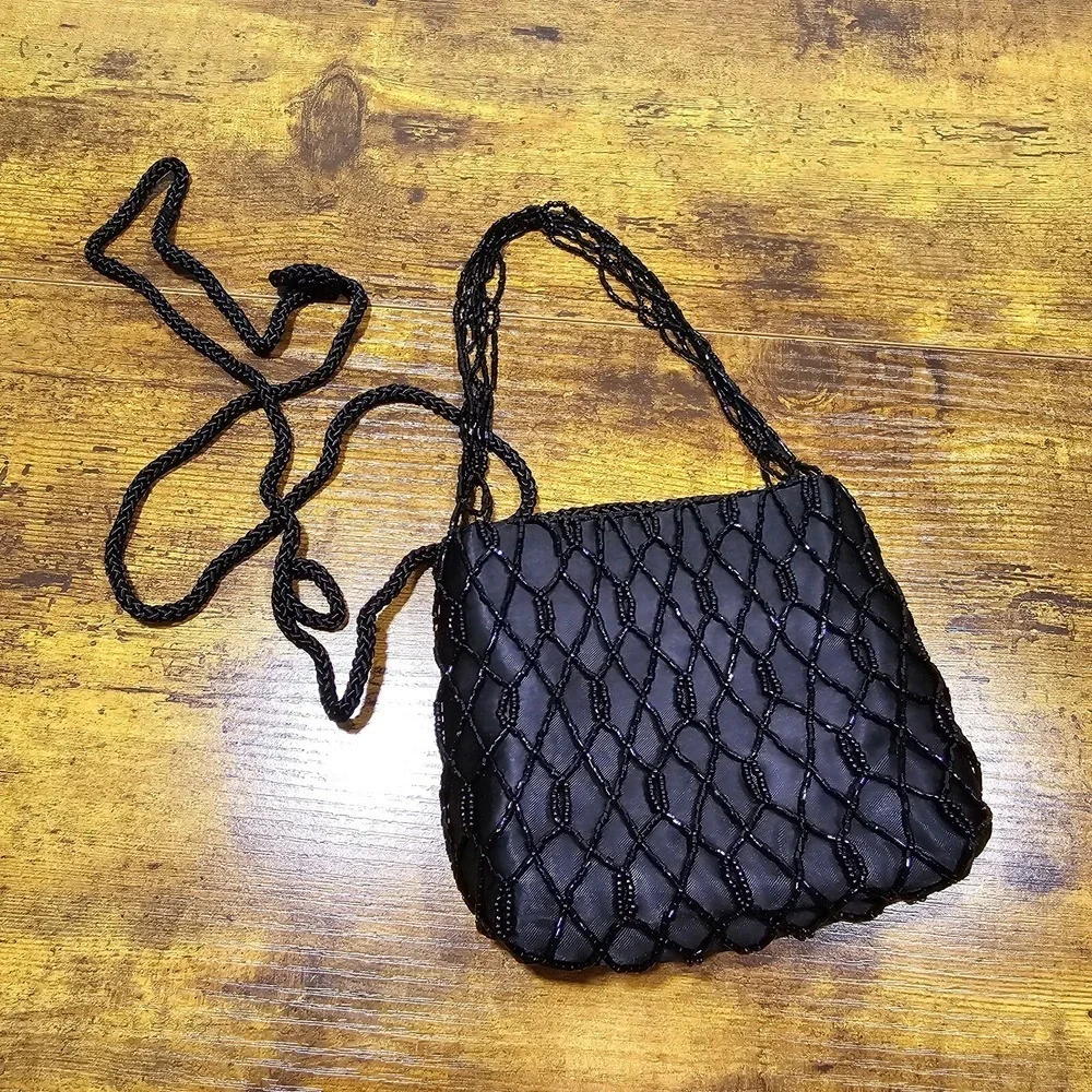 La Regale Black Beaded Clutch